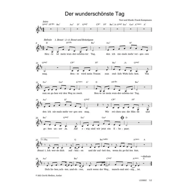 Produktbild des Artikels Der wunderschönste Tag (Noten - Download)