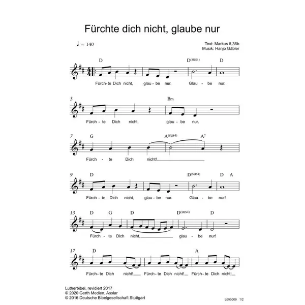 Produktbild des Artikels Fürchte dich nicht, glaube nur (Noten - Download)