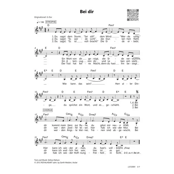 Produktbild des Artikels Bei dir (Noten - Download)