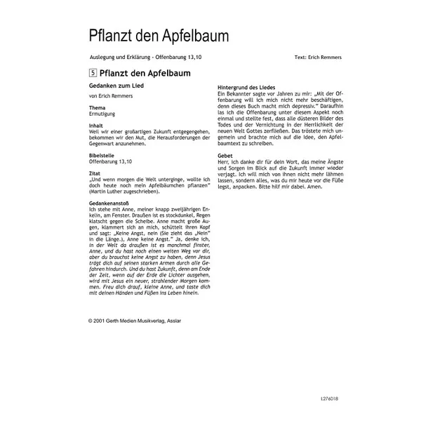 Produktbild des Artikels Pflanzt den Apfelbaum (Noten - Download)
