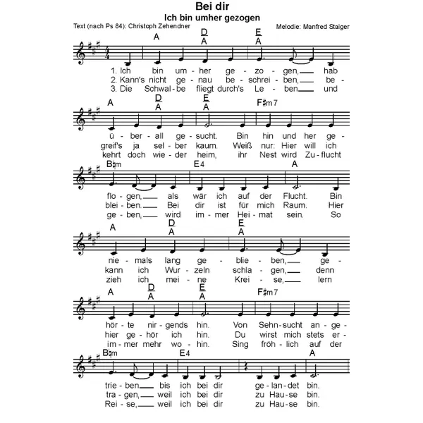 Produktbild des Artikels Bei dir (Noten - Download)