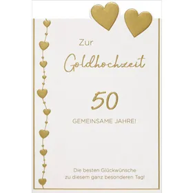 Produktbild des Artikels Faltkarte "Zur Goldhochzeit" - Herzen (Schreibwaren)
