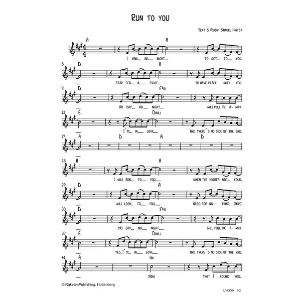 Produktbild des Artikels Run to You (Noten - Download)