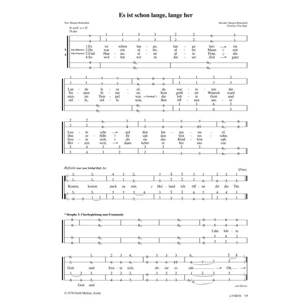 Produktbild des Artikels Es ist schon lange, lange her (Noten - Download)