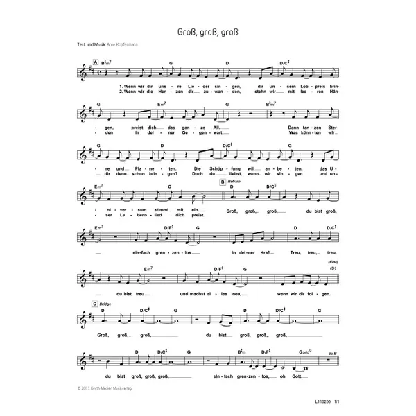 Produktbild des Artikels Groß, groß, groß (Noten - Download)