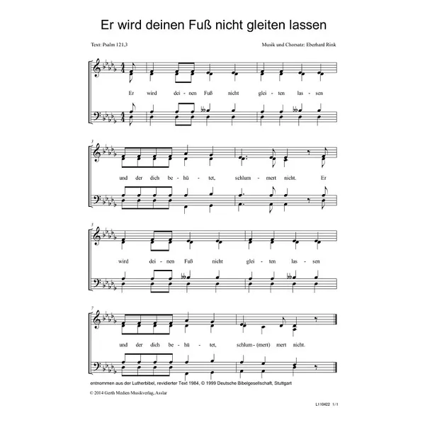 Produktbild des Artikels Er wird deinen Fuß nicht gleiten lassen (Noten - Download)