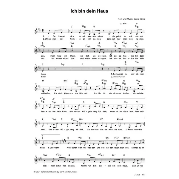 Produktbild des Artikels Ich bin dein Haus (Noten - Download)