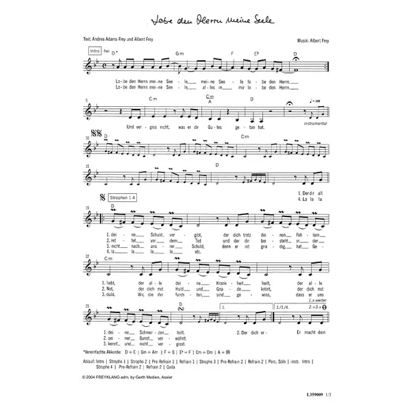 Produktbild des Artikels Lobe den Herrn, meine Seele (Noten - Download)