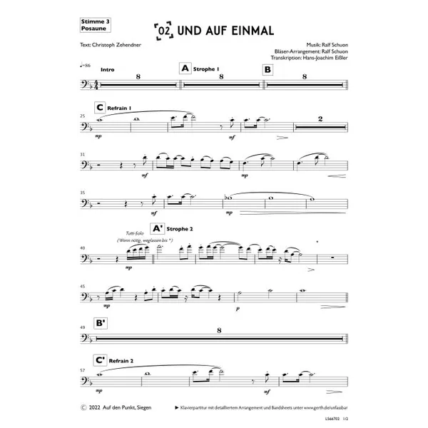 Produktbild des Artikels Und auf einmal (3. Posaune) (Noten - Download)