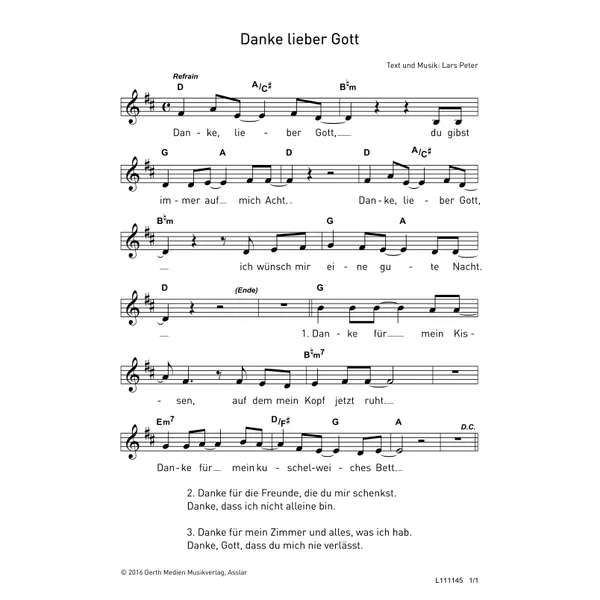 Produktbild des Artikels Danke lieber Gott (Noten - Download)