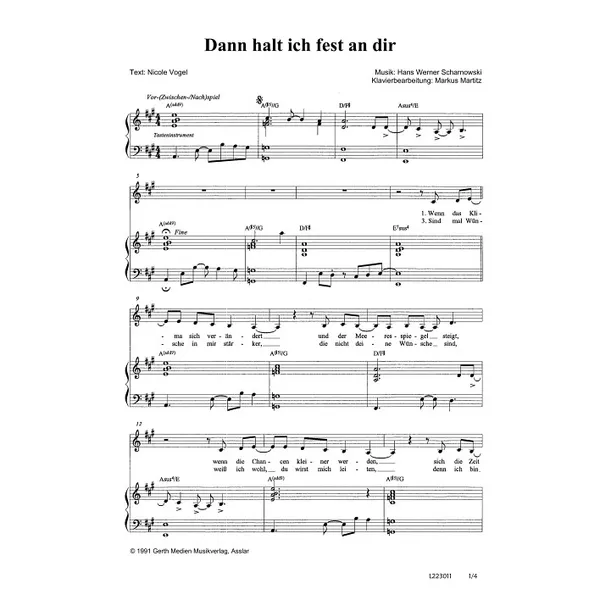 Produktbild des Artikels Dann halt ich fest an dir (Noten - Download)