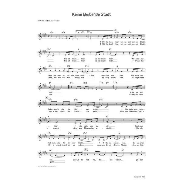 Produktbild des Artikels Keine bleibende Stadt (Noten - Download)