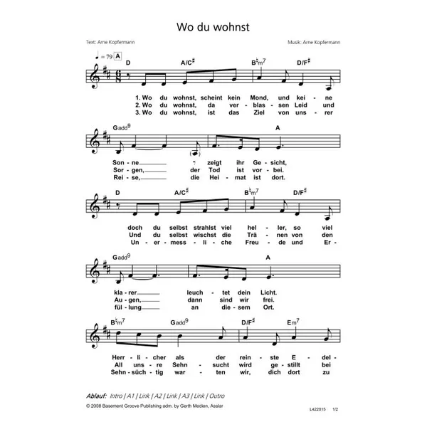 Produktbild des Artikels Wo du wohnst (Noten - Download)