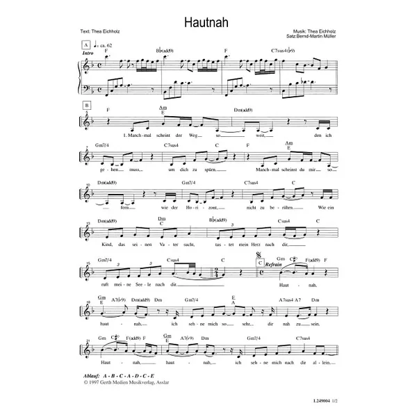 Produktbild des Artikels Hautnah (Noten - Download)