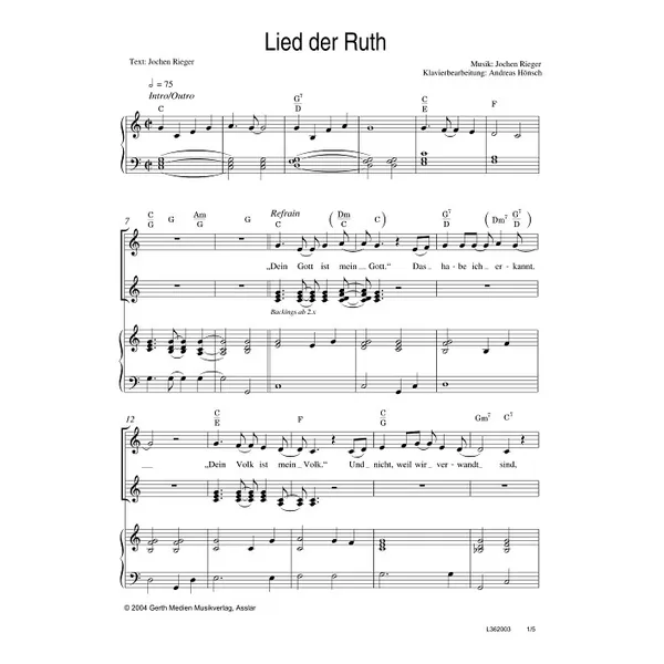 Produktbild des Artikels Lied der Ruth (Noten - Download)
