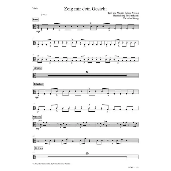 Produktbild des Artikels Zeig mir dein Gesicht (Viola) (Noten - Download)