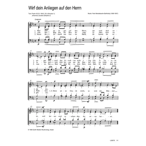 Produktbild des Artikels Wirf dein Anliegen auf den Herrn (Noten - Download)