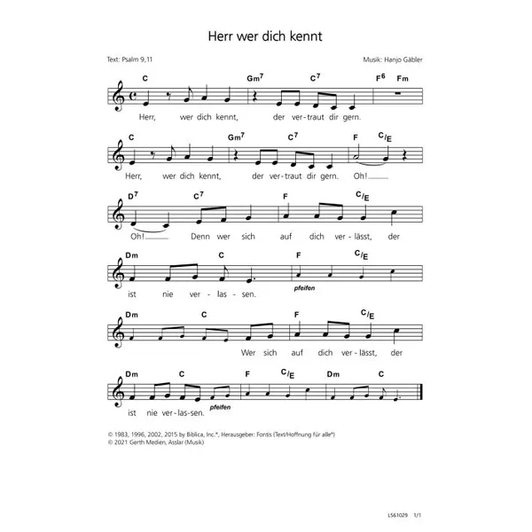 Produktbild des Artikels Herr wer dich kennt (Noten - Download)