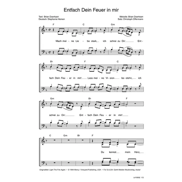 Produktbild des Artikels Entfach dein Feuer in mir (Noten - Download)