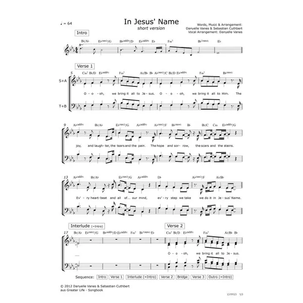 Produktbild des Artikels In Jesus Name (Noten - Download)