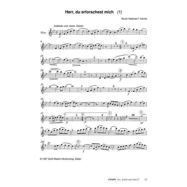 Produktbild des Artikels Herr, du erforschest mich (Flöte) (Noten - Download)