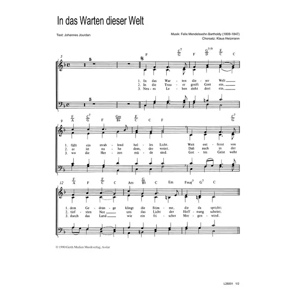 Produktbild des Artikels In das Warten dieser Welt (Noten - Download)