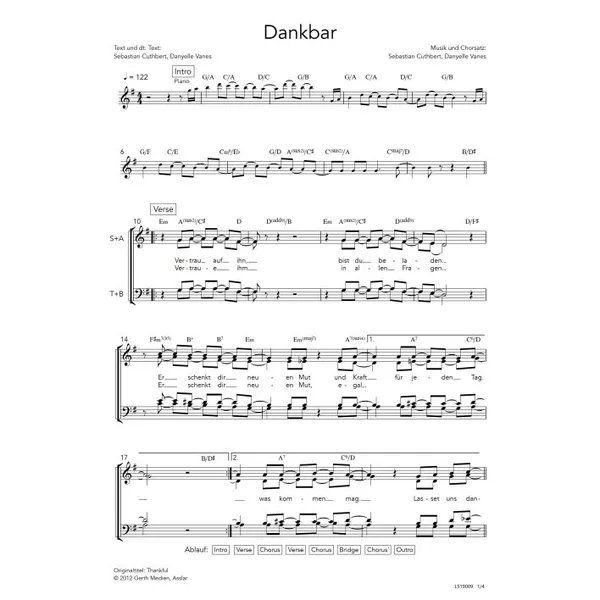 Produktbild des Artikels Dankbar (Noten - Download)