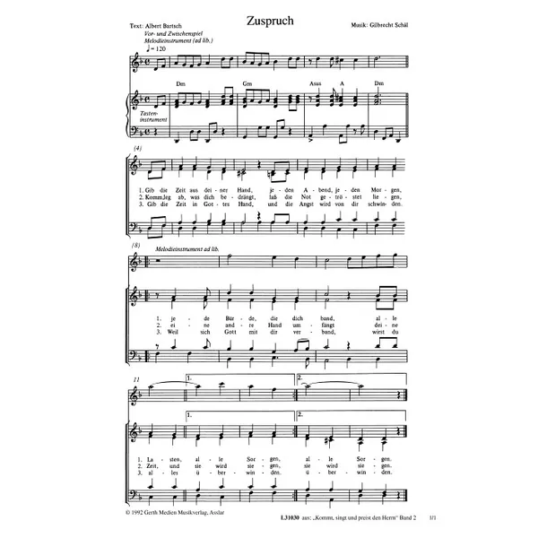 Produktbild des Artikels Zuspruch (Noten - Download)