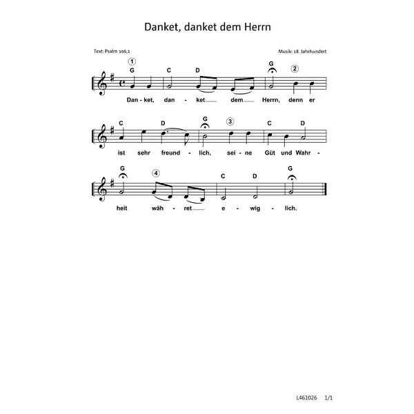 Produktbild des Artikels Danket, danket dem Herrn (Noten - Download)