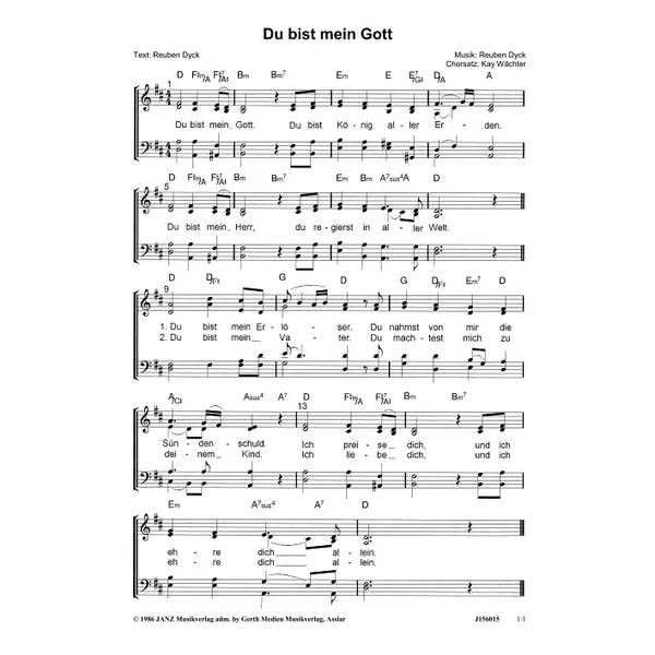 Produktbild des Artikels Du bist mein Gott (Noten - Download)