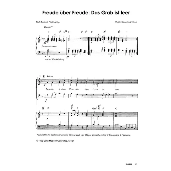 Produktbild des Artikels Freude über Freude: Das Grab ist leer (Noten - Download)