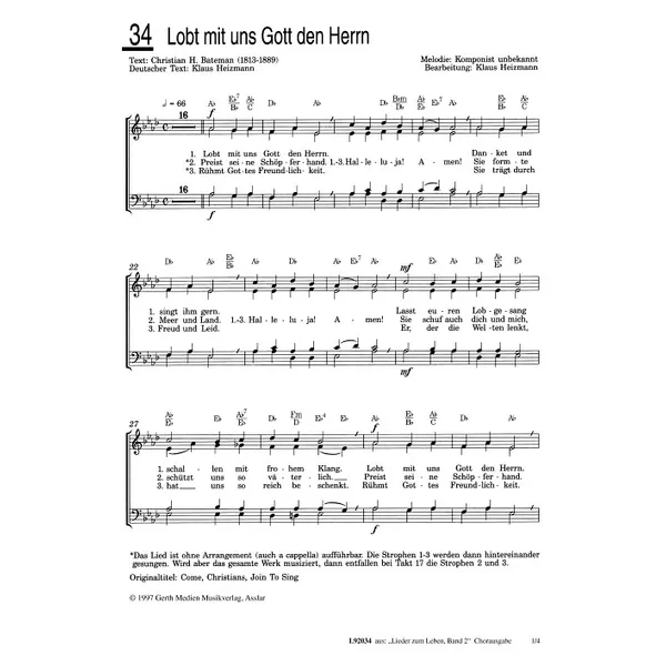 Produktbild des Artikels Lobt mit uns Gott den Herrn (Noten - Download)