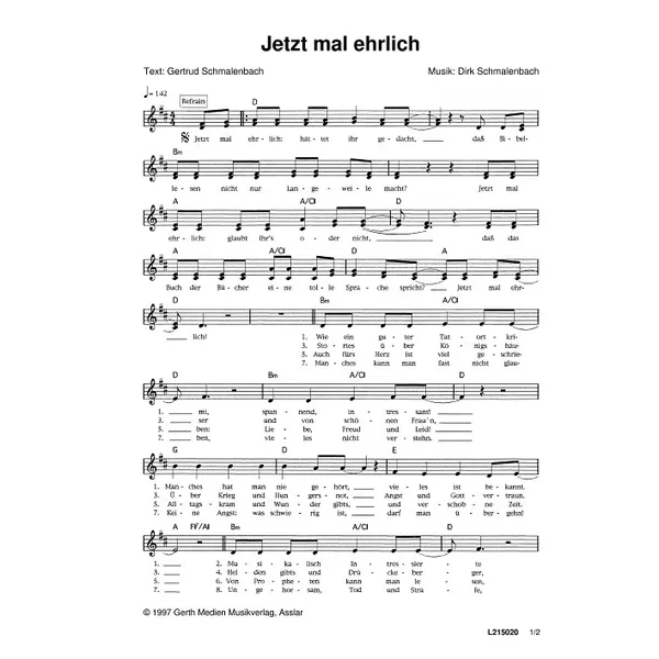 Produktbild des Artikels Jetzt mal ehrlich (Noten - Download)