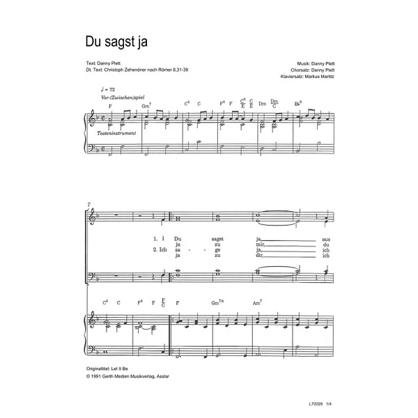 Produktbild des Artikels Du sagst ja (Noten - Download)