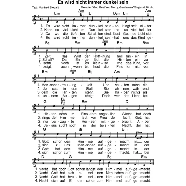 Produktbild des Artikels Es wird nicht immer dunkel sein (Noten - Download)