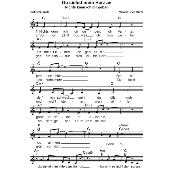 Produktbild des Artikels Du siehst mein Herz an (Noten - Download)
