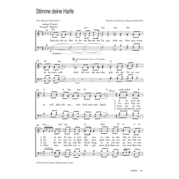 Produktbild des Artikels Stimme deine Harfe (Noten - Download)