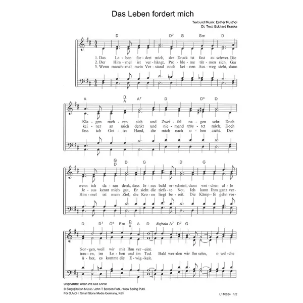 Produktbild des Artikels Das Leben fordert mich (Noten - Download)