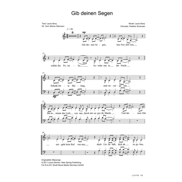 Produktbild des Artikels Gib deinen Segen (Noten - Download)