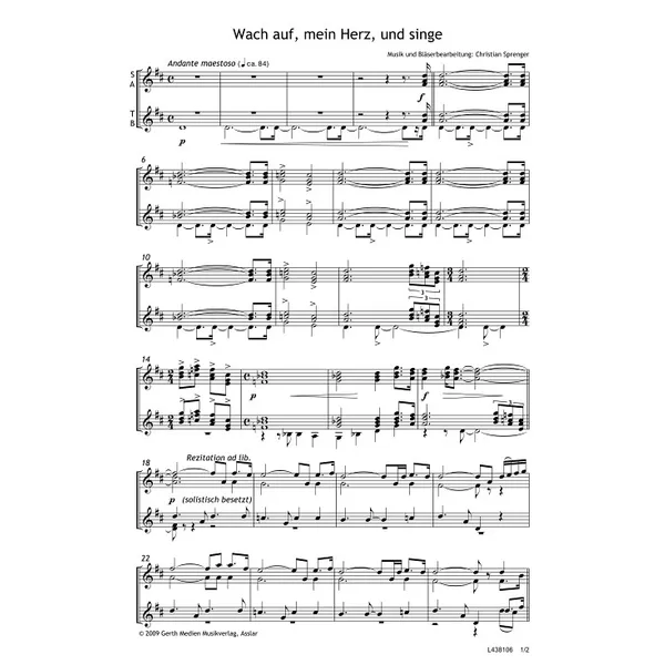 Produktbild des Artikels Wach auf, mein Herz, und singe (Noten - Download)