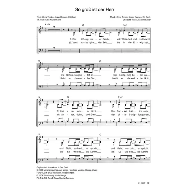 Produktbild des Artikels So groß ist der Herr (Noten - Download)