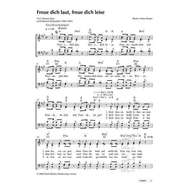 Produktbild des Artikels Freue dich laut, freue dich leise (Noten - Download)