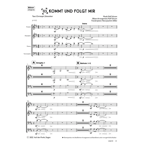 Produktbild des Artikels Kommt und folgt mir (Bläser) (Noten - Download)