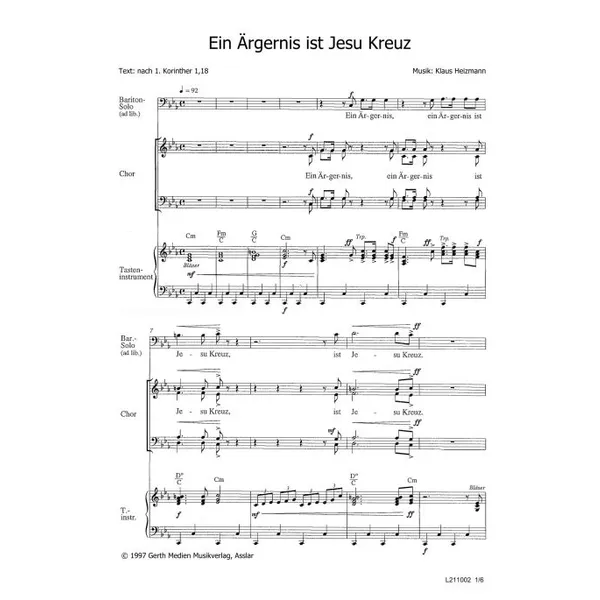 Produktbild des Artikels Ein Ärgernis ist Jesu Kreuz (Noten - Download)