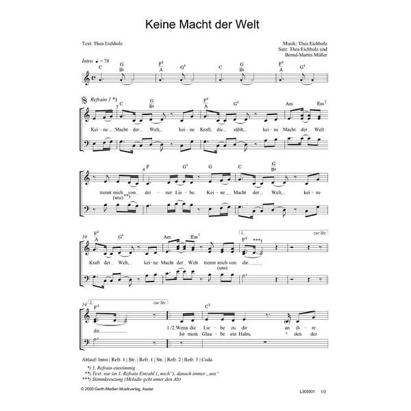 Produktbild des Artikels Keine Macht der Welt (Noten - Download)