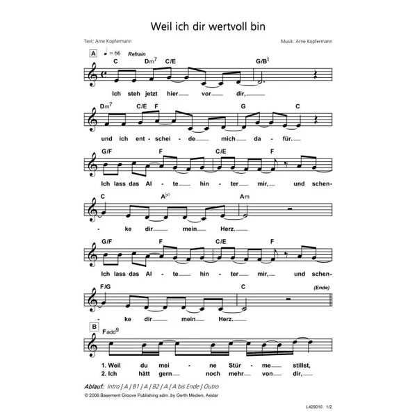 Produktbild des Artikels Weil ich dir wertvoll bin (Noten - Download)