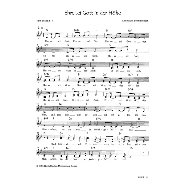 Produktbild des Artikels Ehre sei Gott in der Höhe (Noten - Download)