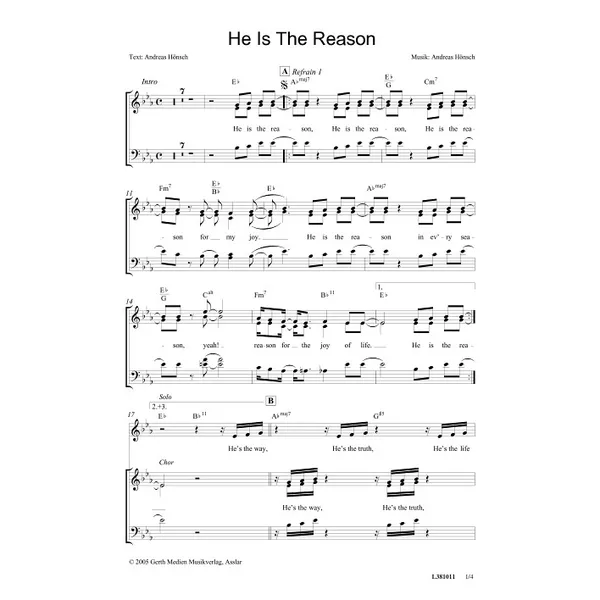 Produktbild des Artikels He Is The Reason (Noten - Download)