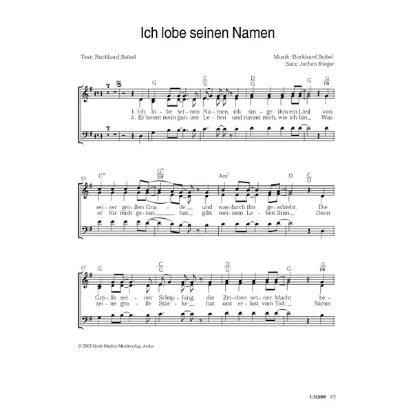 Produktbild des Artikels Ich lobe seinen Namen (Noten - Download)