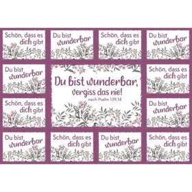 Produktbild des Artikels Aufkleber-Grußkarten: Du bist wunderbar, vergiss das nie! 4 Stück (Schreibwaren)